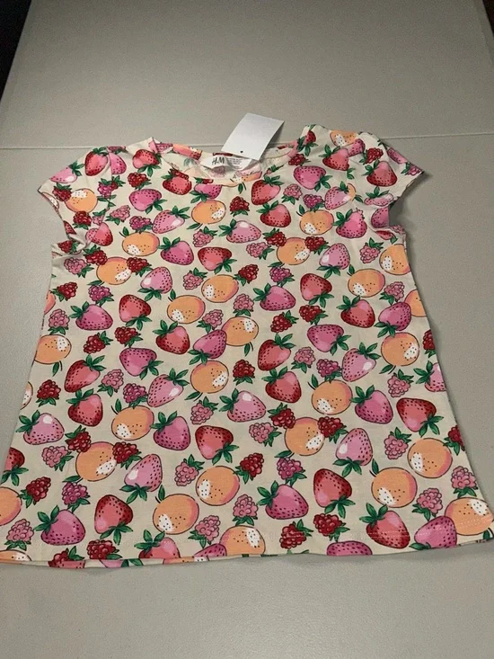 H&M Girls Fruit Pattern Tee - Pink, Peach & Red - Picture 4 of 5
